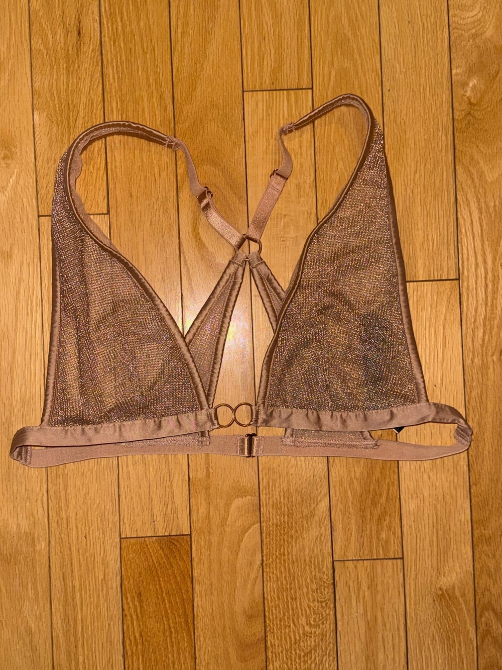 Sheer Triangle Bralette in Mauve Rose Gold